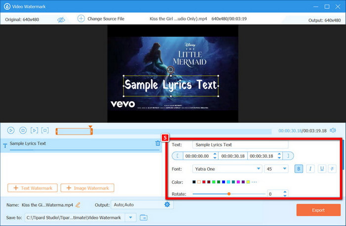Modifier la zone de texte