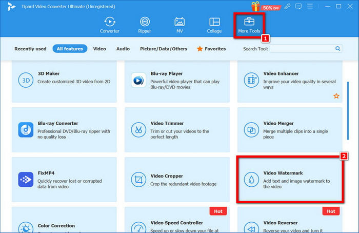 Outils de conversion Tipard Filigrane