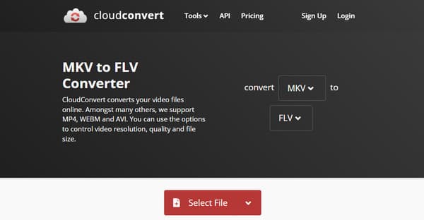 CloudConvert MKV в FLV