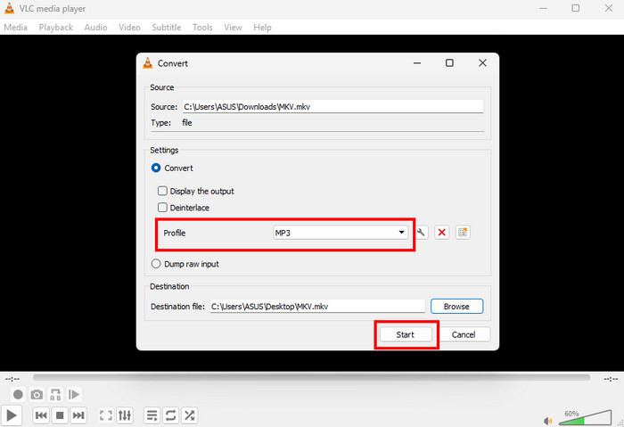 Конвертер MKV в MP3 для VLC Media Player