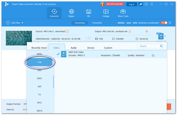 Tipard Video Converter Ultimate Best MKV to VOB Converter