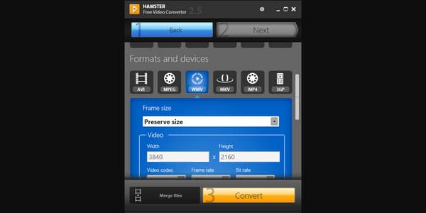 Hamster Free Video Converter MKV to WMV
