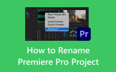 Как переименовать проект Premiere Pro