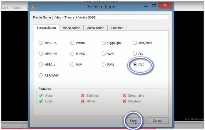 Change MOV to AVI With VLC