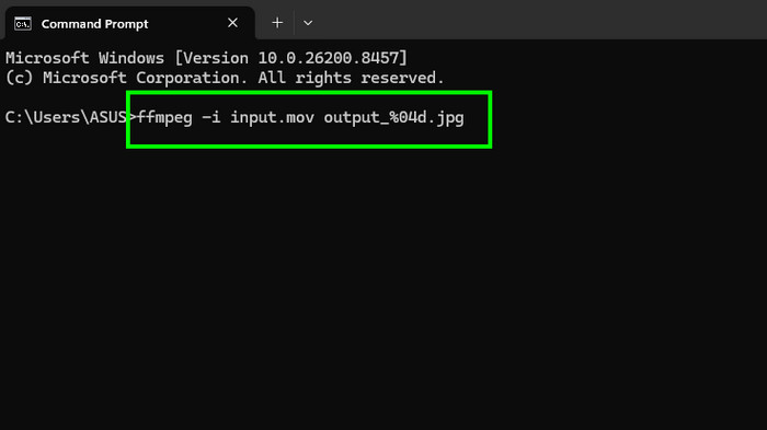 Convert MOV to JPG Image with FFmpeg