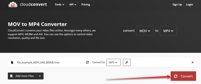 Cloudconvert Mov to Mp4
