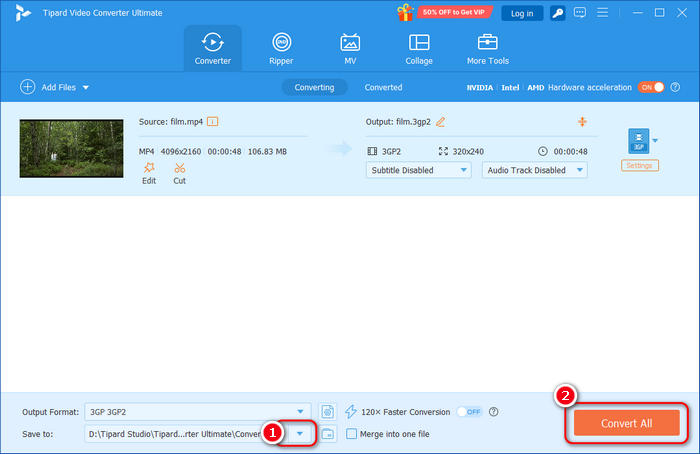 Convert MP4 to 3GP in Tipard