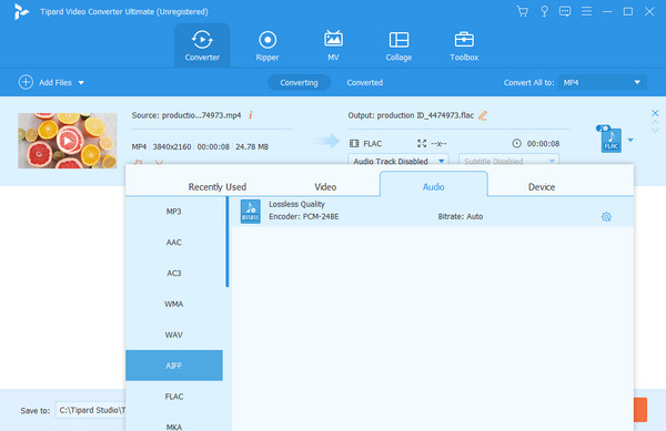 Tipard Video Converter Ultimate MP4 a AIFF