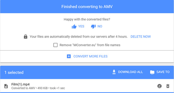 MConverter MP4-ből AMV-be konvertáló