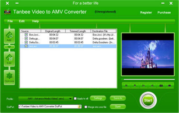 برنامج Tanbee Video to AMV Converter MP4 إلى AMV