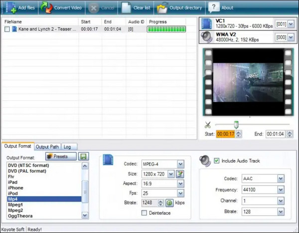 Koyote Бесплатный конвертер видео MP4 в DIVX