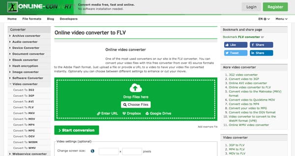 Konverter online MP4 til FLV online