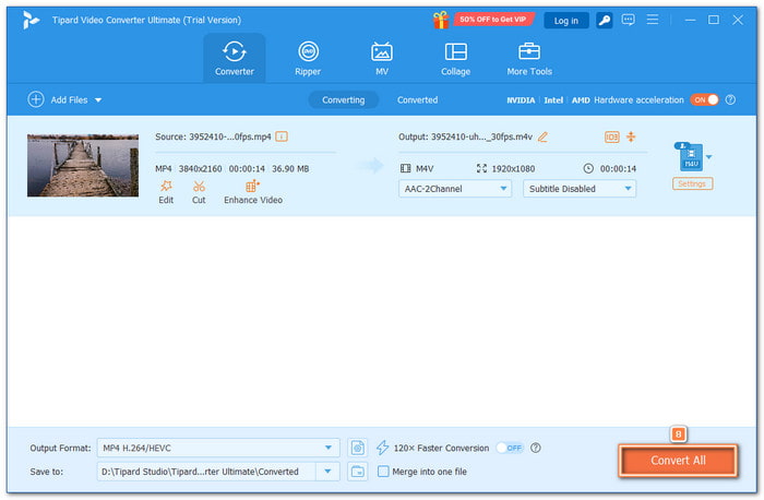 Start MP4 to M4V Conversion