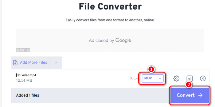 Freeconvert MP4 to MOV