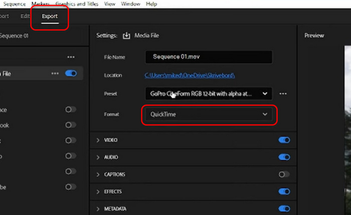 Premiere Convert MP4 to MOV