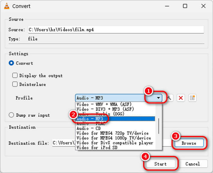 Convert MP4 to MP3 in VLC