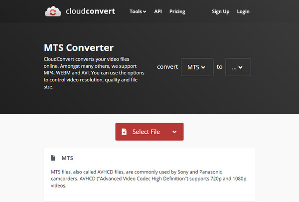 CloudConvert.com MP4 til MTS