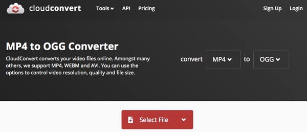 Konverter MP4 til OGG cloudconvert