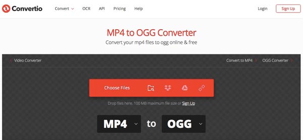 Convertir MP4 en OGG Convertio