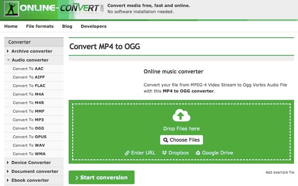 Convertir MP4 en OGG Convertir