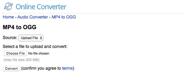 Muunna MP4 OGG Online Converter -sovellukseksi