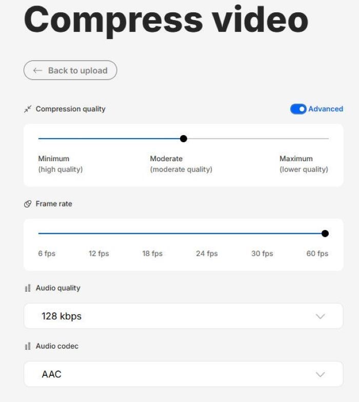 Alternativer for komprimering i video
