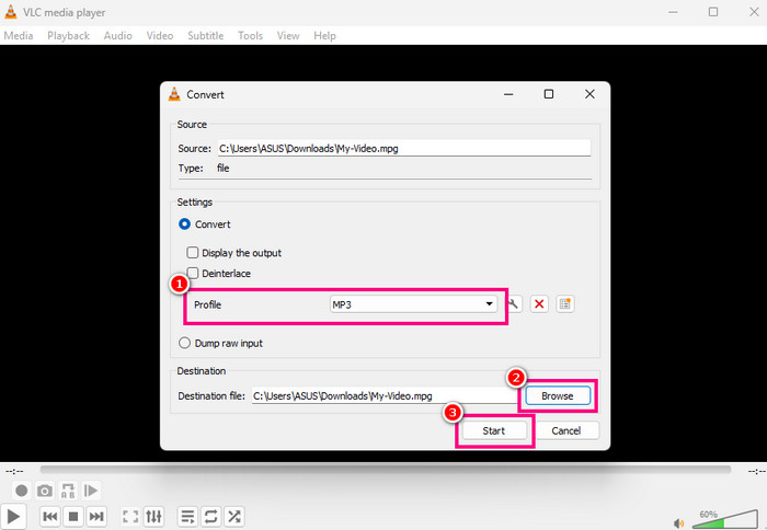 Konwertuj MPEG do MP3 VLC