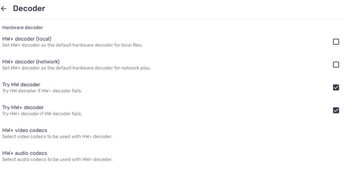 Decoder Settings
