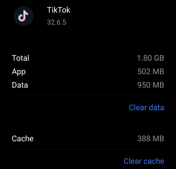 TikTok Rensa cache