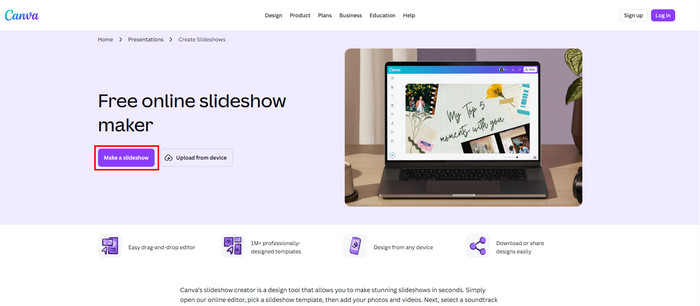 Click Make a Slideshow Button