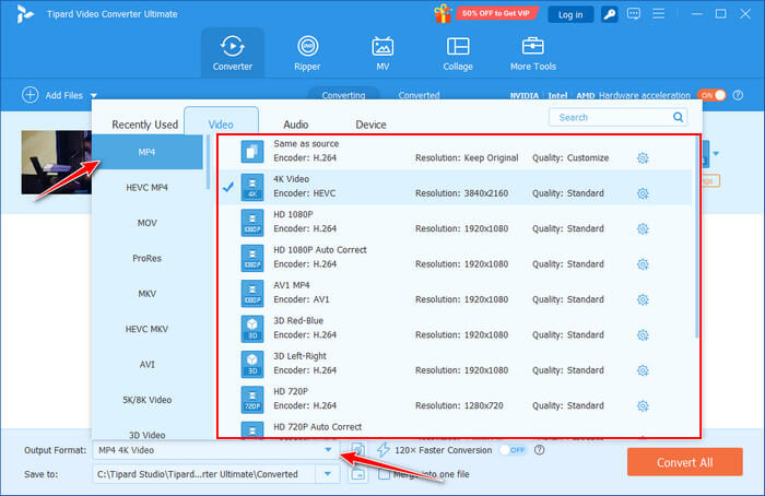 Choose MP4 Format