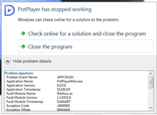PotPlayer-fejl