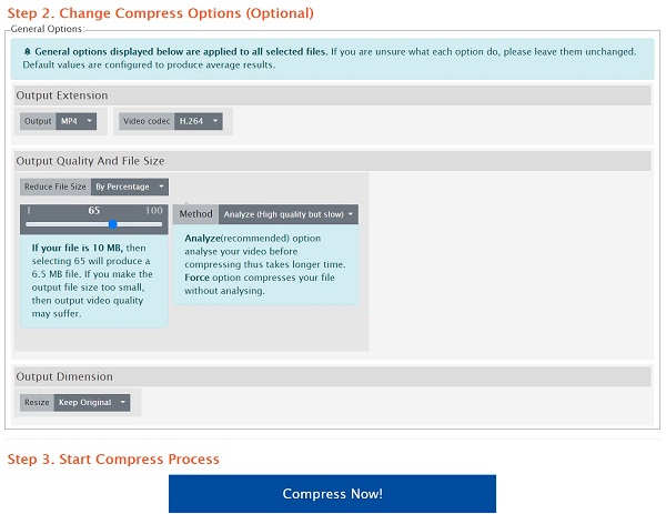 Options personnalisées en ligne