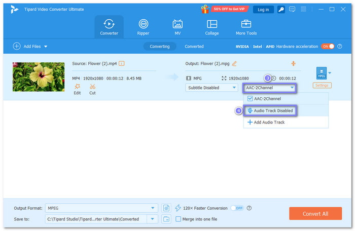 Choose Audio Track Disabled
