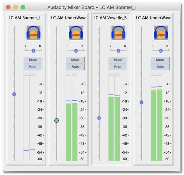 Table de mixage Audacity