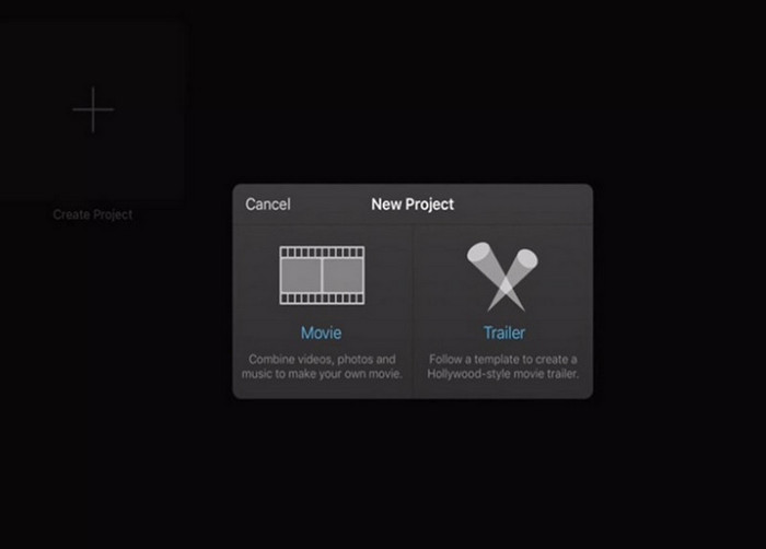 iMovie Create Project
