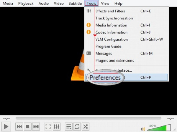 VLC MP4-reparatiemenu