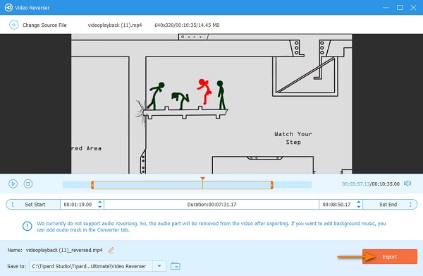 Exporter la sortie inversée