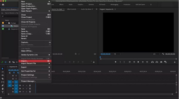 استيراد Adobe Premiere