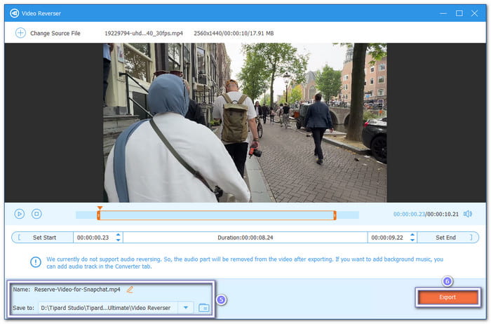 Export Your Reversed Video and Share It