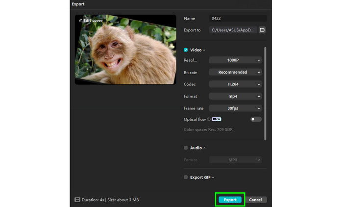 Export Video Feature CapCut