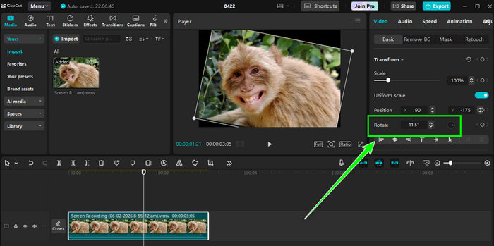 Rotate Video Feature CapCut