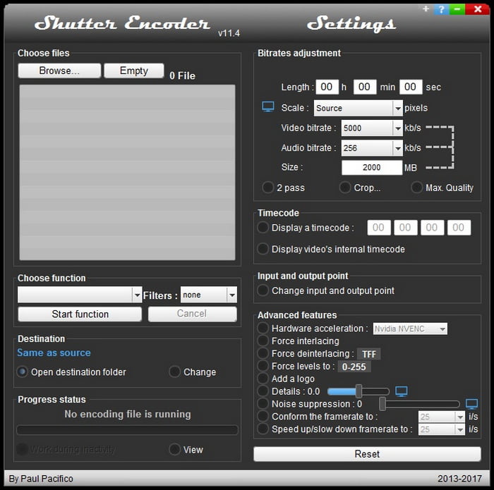 Settings Shutter Encoder