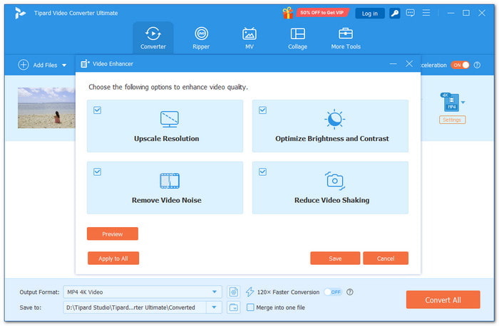 Tipard Video Converter — лучшая альтернатива Topaz Video AI.