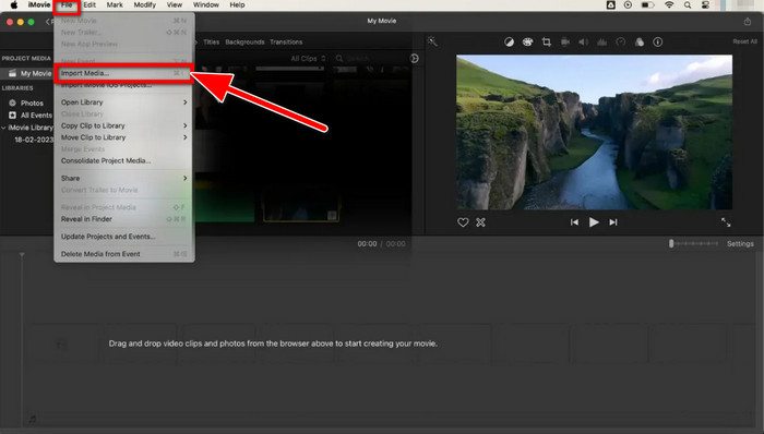 iMovie File iMport Media