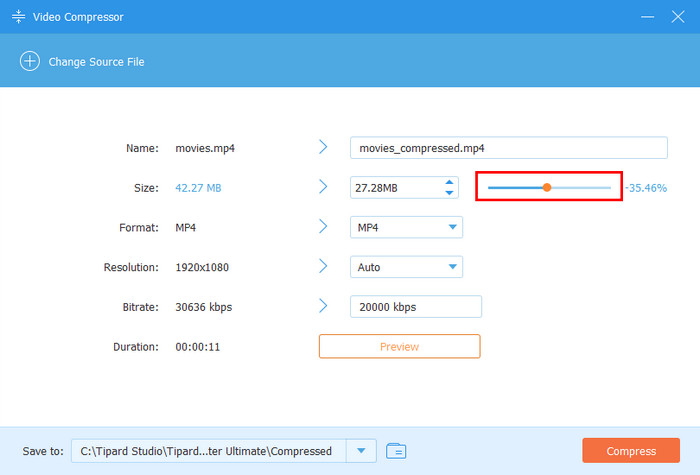 Adjust Video Compression
