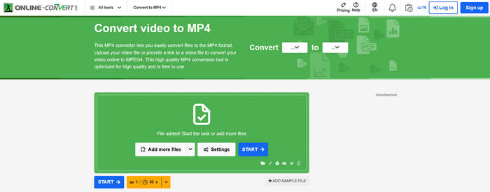 online-convert Video Converter Interface