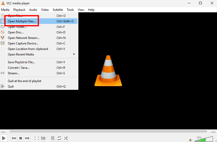 Media Section Open Multiple Files VLC