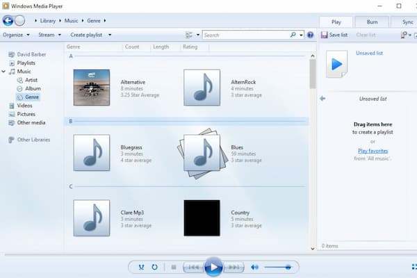 A Windows Media Player