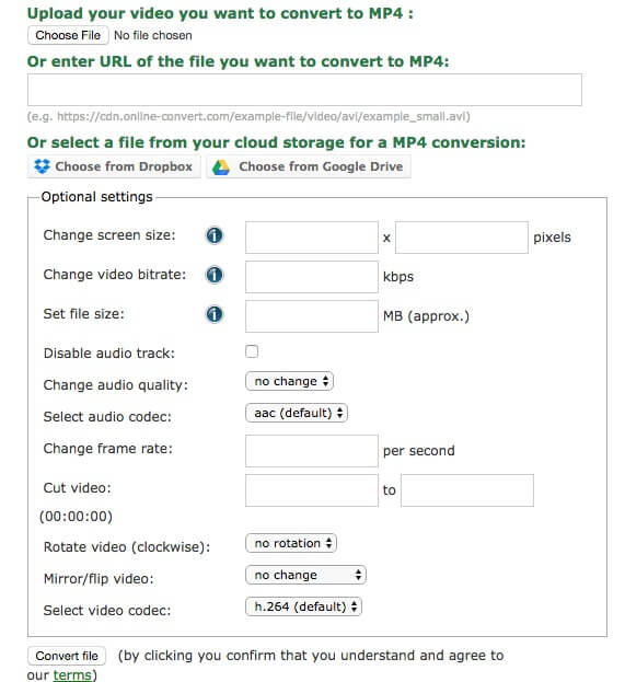 WebM til MP4 med Online-konverter